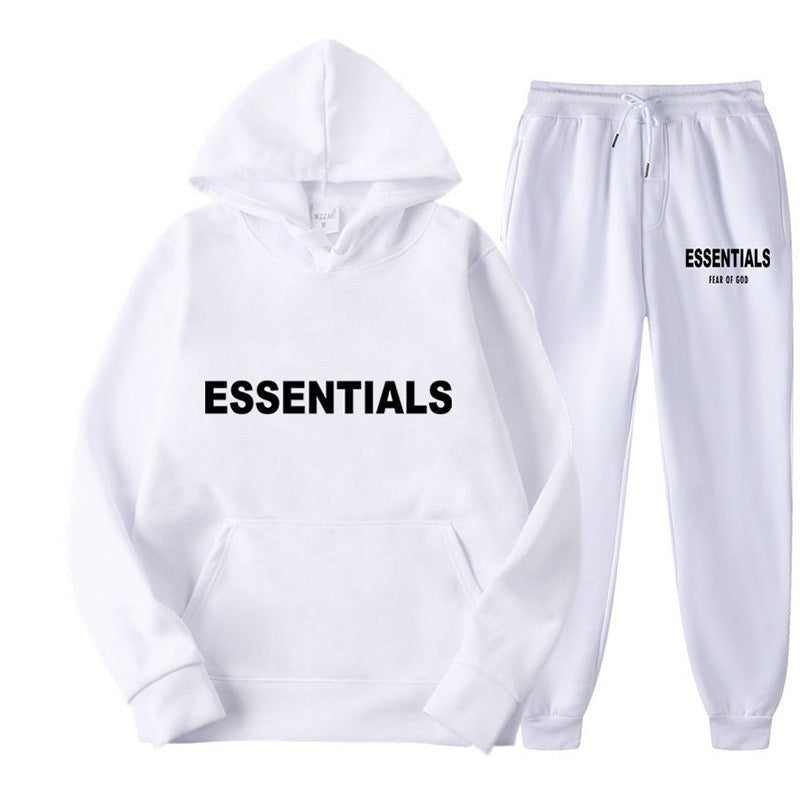 Unisex Trainingsanzug aus atmungsaktivem Stretchstoff mit Kapuzenpullover und Jogginghose in Weiß