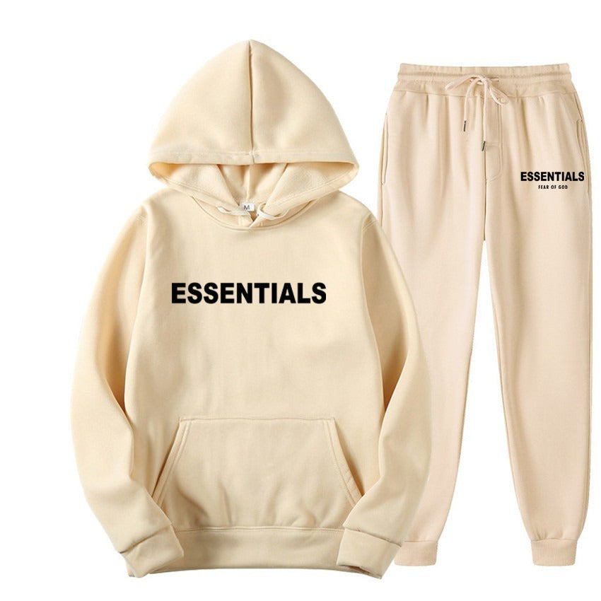 Unisex Trainingsanzug aus atmungsaktivem Stretchstoff mit Kapuzenpullover und Jogginghose in Khaki