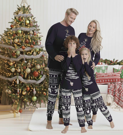 Unisex-Weihnachtsschlafanzug für die Familie mit Winterprint, passend für Erwachsene, Kinder und Hund, Ansicht 4