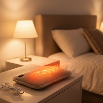 USB-Wärmekissen mit einstellbaren Heizstufen und weichem Bezug für Bett, Sofa und Büro in Hellgrau
