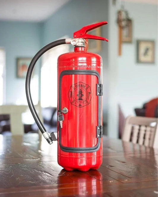 Versteckte Minibar aus Metall im Feuerlöscher-Design für Flasche und Zubehör in Rot