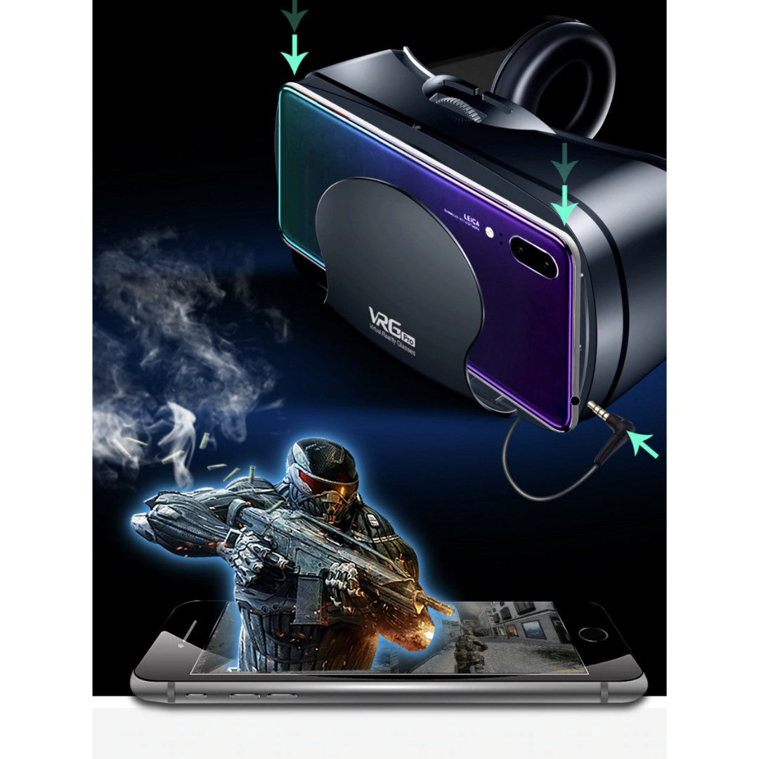 VR-Brille mit integrierten Kopfhörern und einstellbaren Linsen für Smartphones von 5 bis 7 Zoll, Ansicht 8