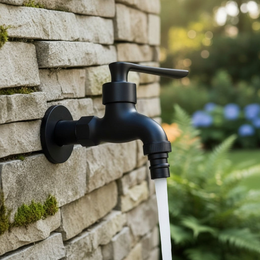 Wandwasserhahn aus Messing in Mattschwarz mit G1/2-Anschluss für Garten, Bad und Waschmaschine, Ansicht 8