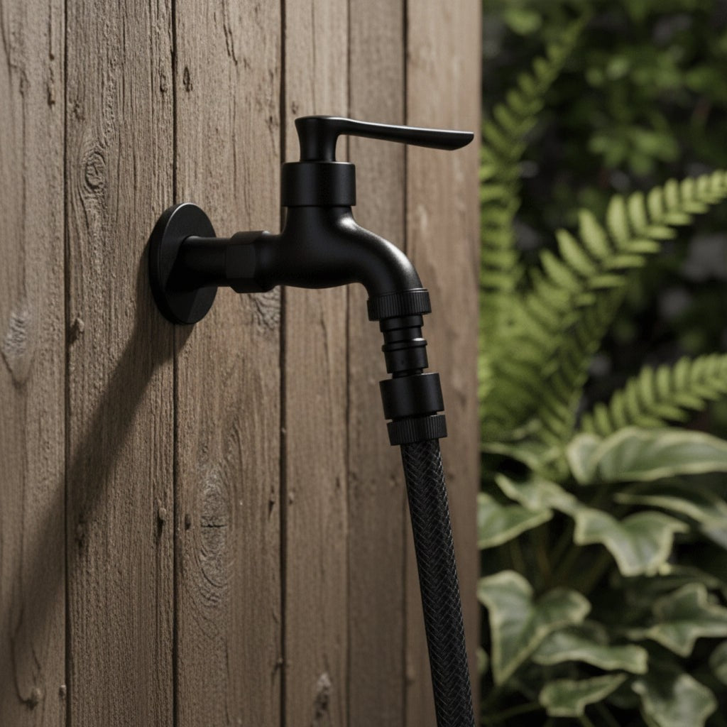 Wandwasserhahn aus Messing in Mattschwarz mit G1/2-Anschluss für Garten, Bad und Waschmaschine, Ansicht 9