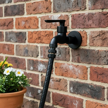 Wandwasserhahn aus Messing in Mattschwarz mit G1/2-Anschluss für Garten, Bad und Waschmaschine, Ansicht 10