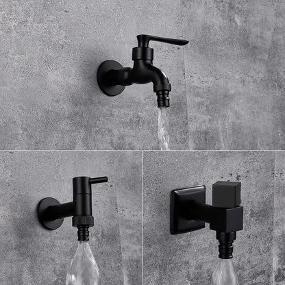 Wandwasserhahn aus Messing in Mattschwarz mit G1/2-Anschluss für Garten, Bad und Waschmaschine, Ansicht 11