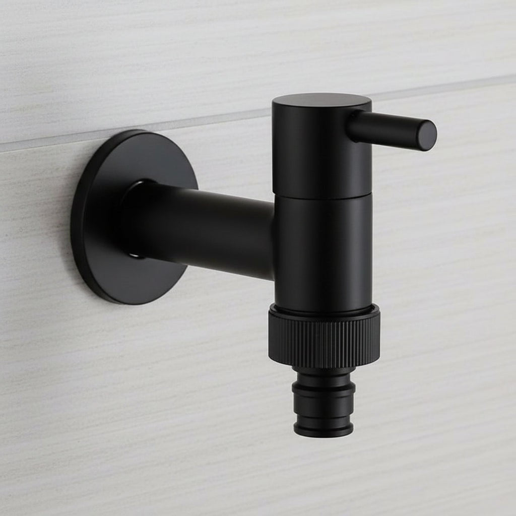 Wandwasserhahn aus Messing in Mattschwarz mit G1/2-Anschluss für Garten, Bad und Waschmaschine, Ansicht 15