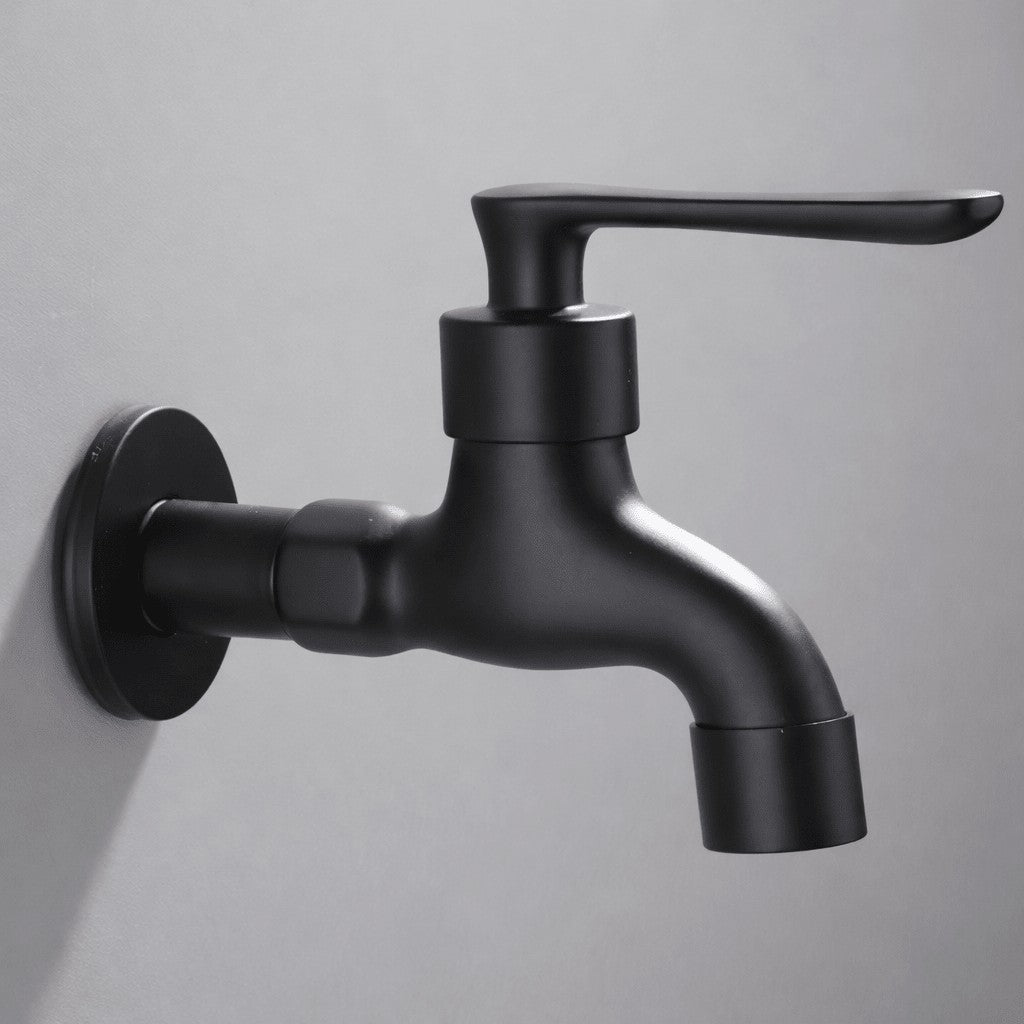Wandwasserhahn aus Messing in Mattschwarz mit G1/2-Anschluss für Garten, Bad und Waschmaschine, Ansicht 6
