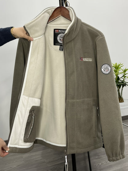 Warme Fleecejacke für Herren mit Stehkragen, Reißverschlusstaschen und Fleecefutter, Ansicht 12