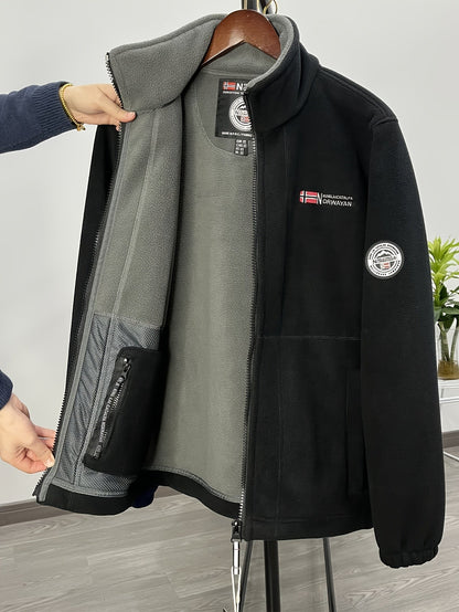 Warme Fleecejacke für Herren mit Stehkragen, Reißverschlusstaschen und Fleecefutter, Ansicht 19