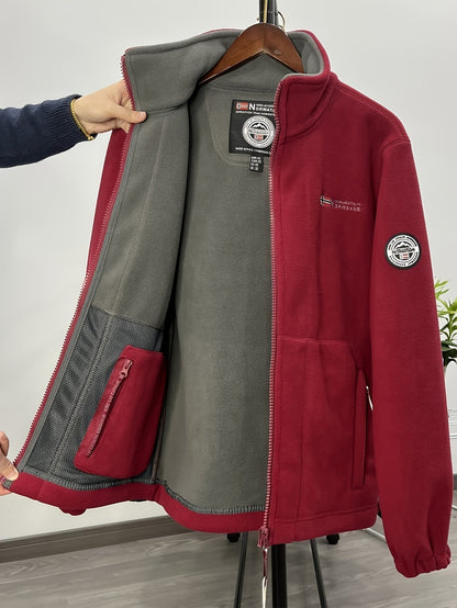 Warme Fleecejacke für Herren mit Stehkragen, Reißverschlusstaschen und Fleecefutter, Ansicht 31