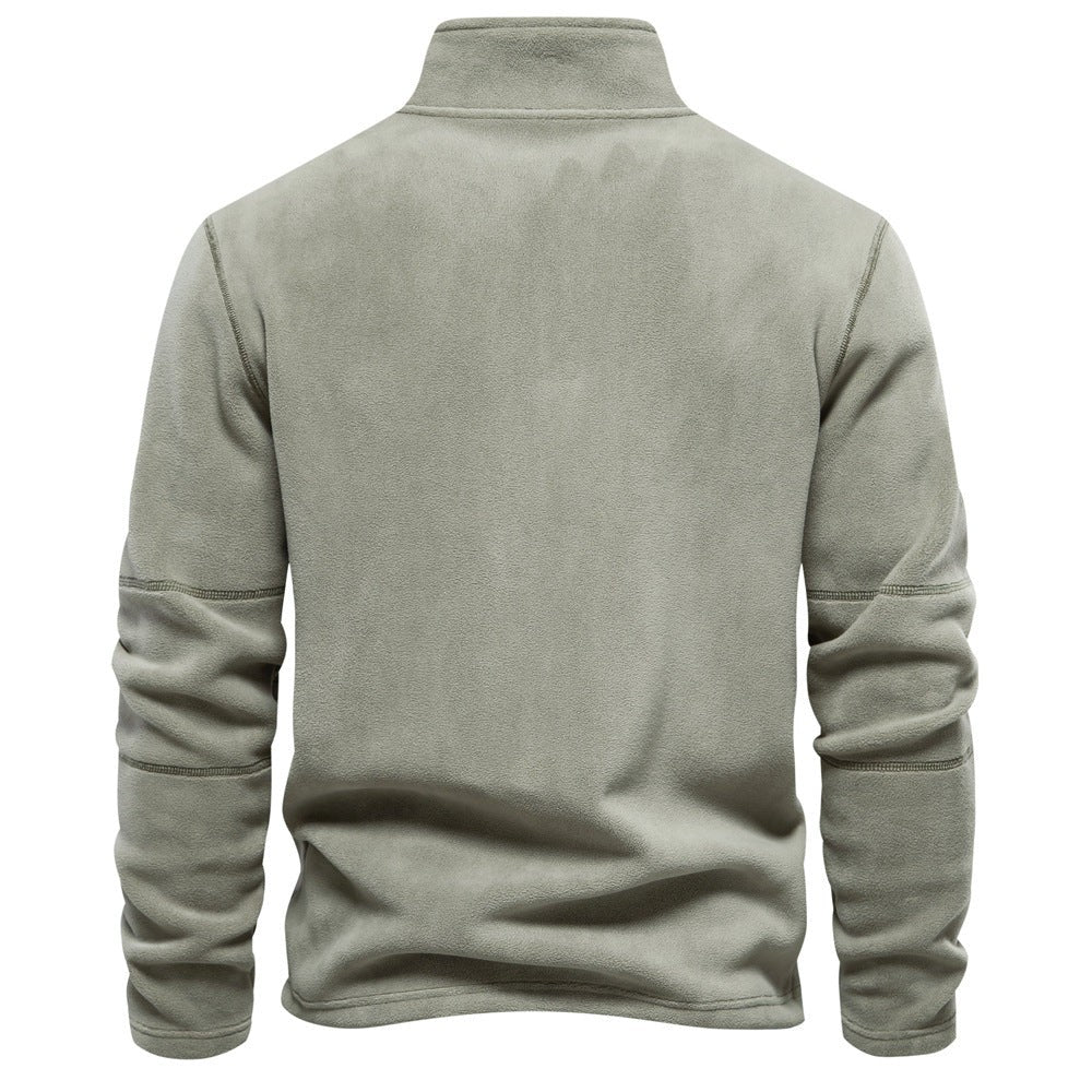 Warmer Fleece-Pullover für Herren mit halbem Reißverschluss und Stehkragen, Ansicht 9