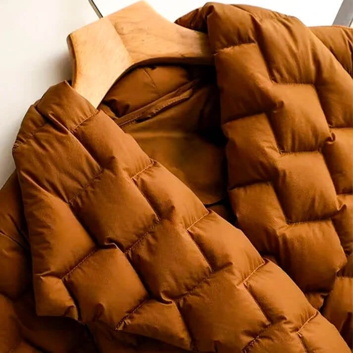 Wasserabweisende Damen-Daunenjacke mit Rautensteppung, Reverskragen und Bindegürtel, Ansicht 5