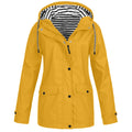 Wasserabweisende Damen-Regenjacke mit verstellbarer Kapuze, Sturmleiste und Pattentaschen