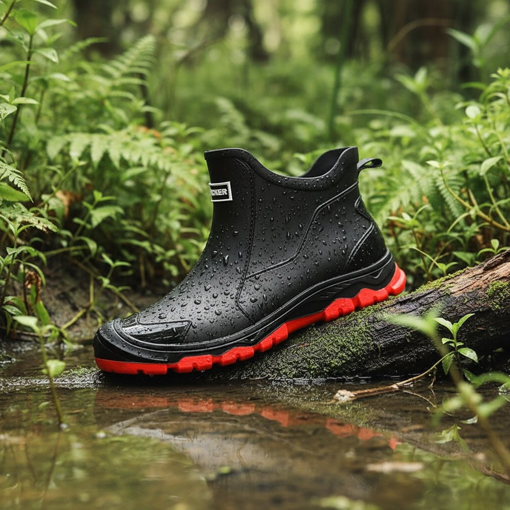 Wasserdichte Gummistiefel aus PVC mit rutschfester Profilsohle und Textilfutter, knöchelhoch für Garten und Outdoor, Ansicht 4