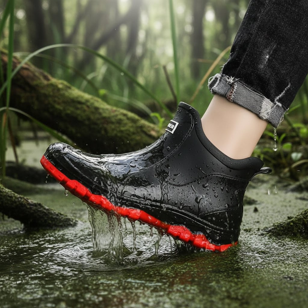 Wasserdichte Gummistiefel aus PVC mit rutschfester Profilsohle und Textilfutter, knöchelhoch für Garten und Outdoor, Ansicht 5