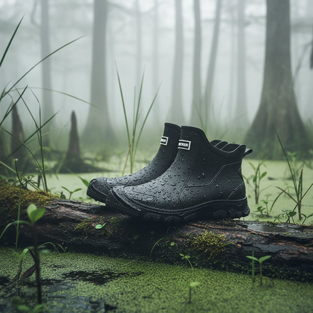 Wasserdichte Gummistiefel aus PVC mit rutschfester Profilsohle und Textilfutter, knöchelhoch für Garten und Outdoor, Ansicht 9