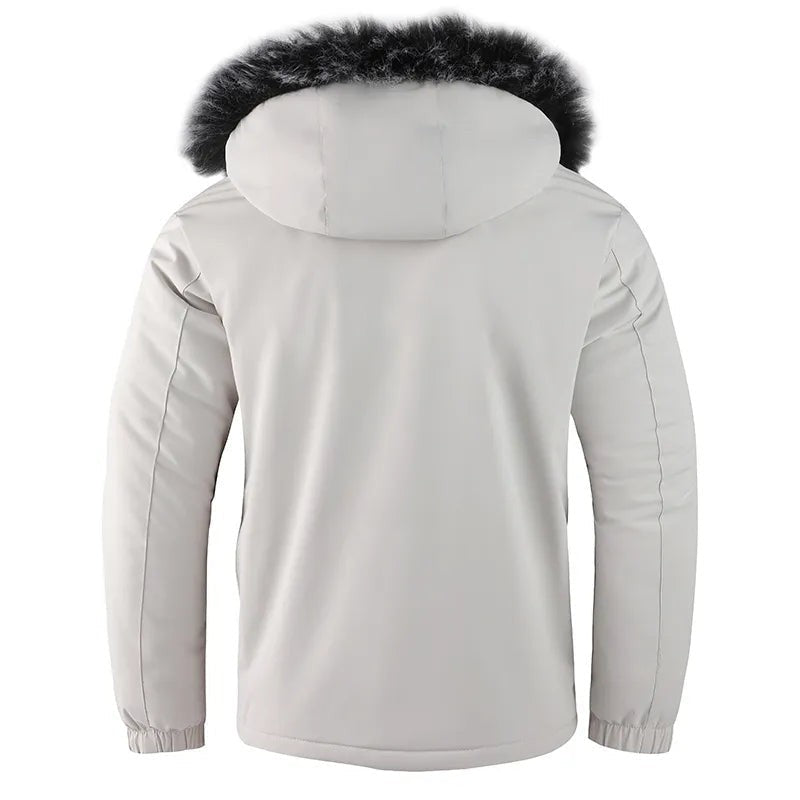 Wasserdichte Herren-Winterjacke mit Kapuze, Kunstfellbesatz und Fleecefutter, Ansicht 3