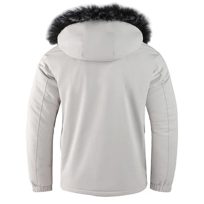 Wasserdichte Herren-Winterjacke mit Kapuze, Kunstfellbesatz und Fleecefutter, Ansicht 3