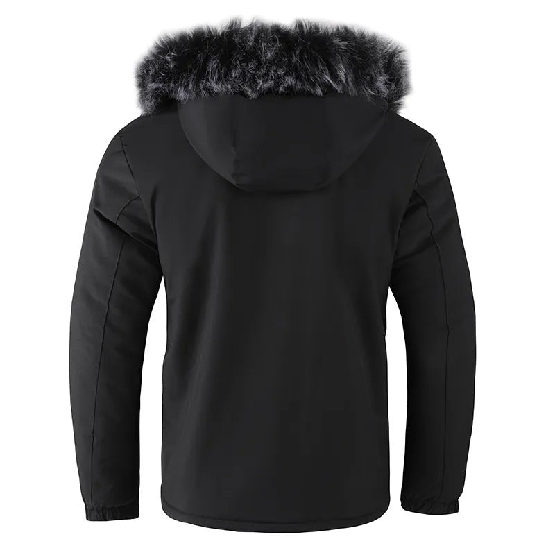 Wasserdichte Herren-Winterjacke mit Kapuze, Kunstfellbesatz und Fleecefutter, Ansicht 4
