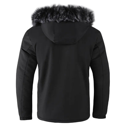 Wasserdichte Herren-Winterjacke mit Kapuze, Kunstfellbesatz und Fleecefutter, Ansicht 4