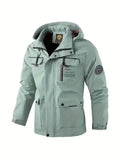 Wasserdichte Herren-Winterjacke mit verstellbarer Kapuze, gefütterter Innenseite und Pattentaschen