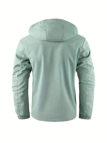 Wasserdichte Herren-Winterjacke mit verstellbarer Kapuze, gefütterter Innenseite und Pattentaschen, Ansicht 9