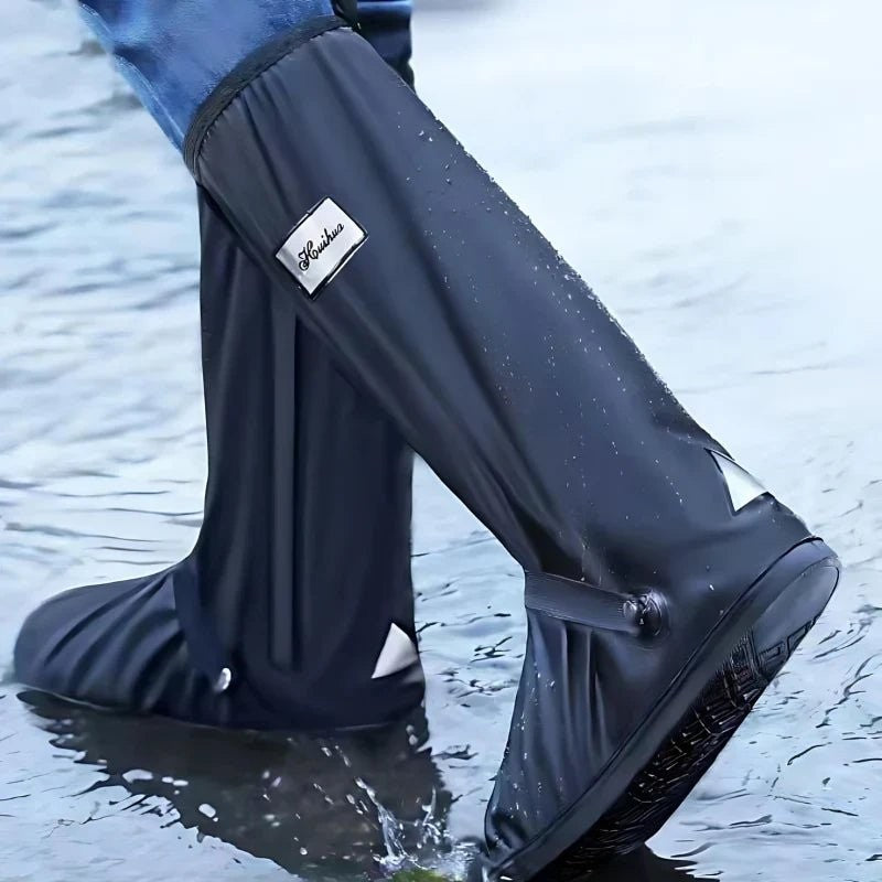 Wasserdichte Schuhüberzieher mit rutschfester Sohle und seitlichem Reißverschluss für Regen und Schnee, Ansicht 2