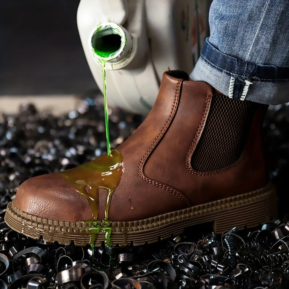 Wasserdichte Sicherheitsstiefel für Herren mit Stahlkappe, PU-Obermaterial und rutschfester Gummisohle, Ansicht 8