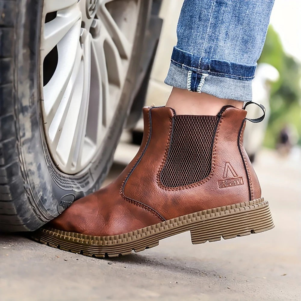 Wasserdichte Sicherheitsstiefel für Herren mit Stahlkappe, PU-Obermaterial und rutschfester Gummisohle, Ansicht 9