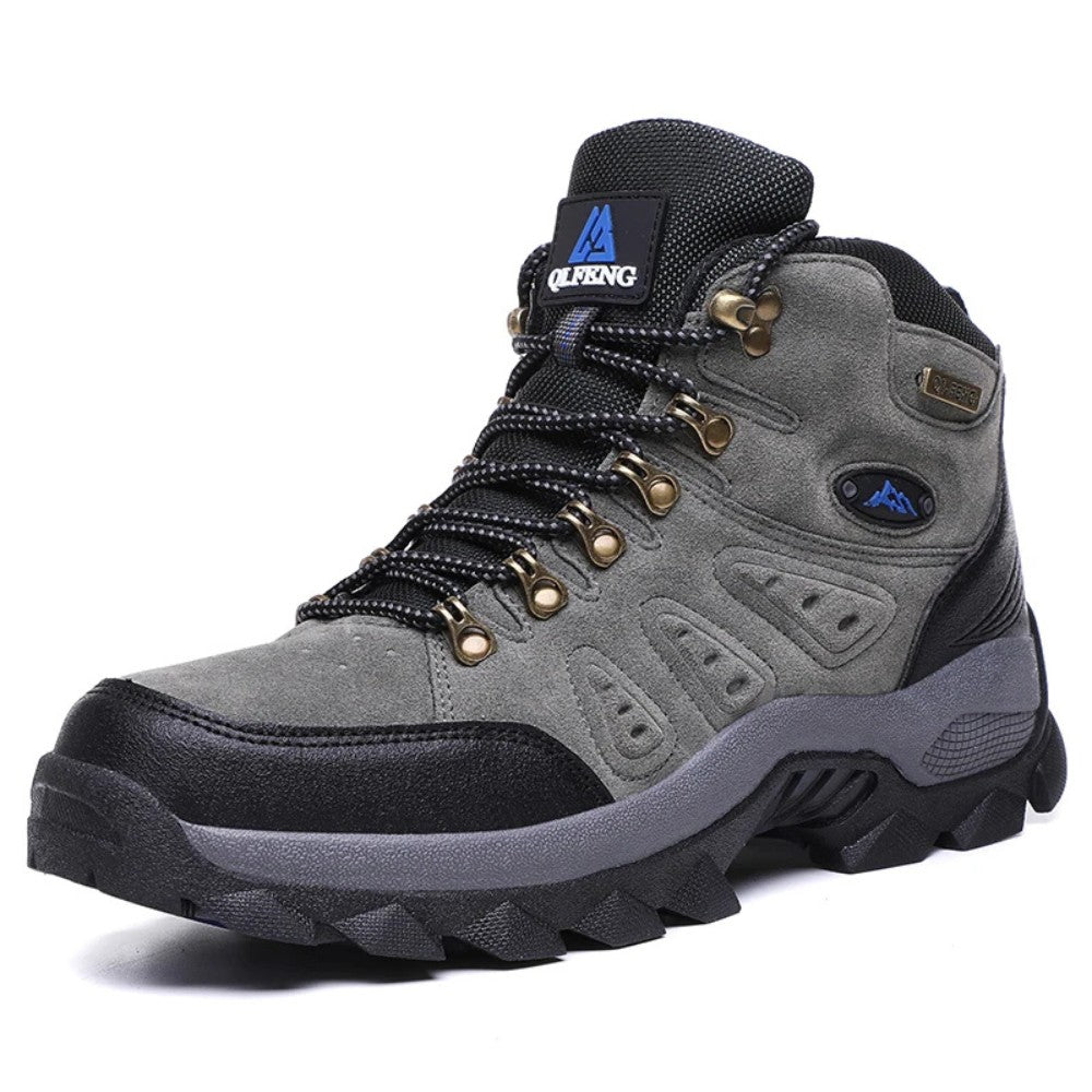 Wasserdichte Trekkingschuhe aus Wildleder-Optik mit rutschfester Profilsohle und Knöchelstütze in Grau