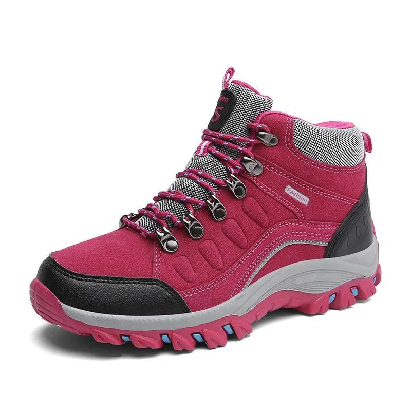 Wasserdichte Wanderschuhe mit griffiger Profilsohle und atmungsaktivem Obermaterial für Damen und Herren in Rosa