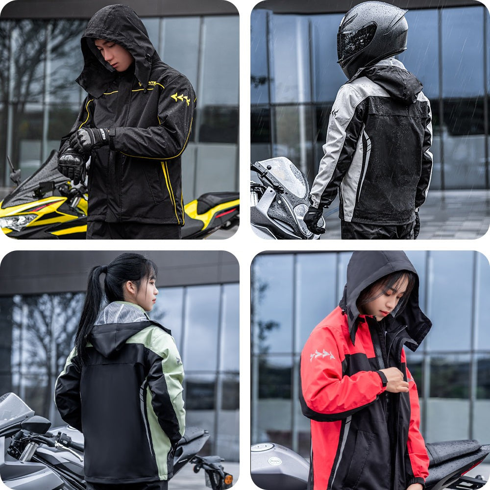 Wasserdichter Regenanzug aus Polyester mit Jacke, Hose und Packbeutel für Motorrad, Rad und Wandern, Ansicht 9