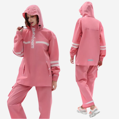 Wasserdichter Regenanzug für Damen mit Kapuzenjacke, Regenhose und Reflexstreifen, Ansicht 5