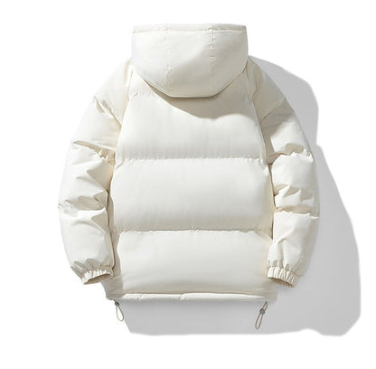 Wattierte Herren-Pufferjacke mit Kapuze, Reißverschluss und elastischen Bündchen für den Winter, Ansicht 13
