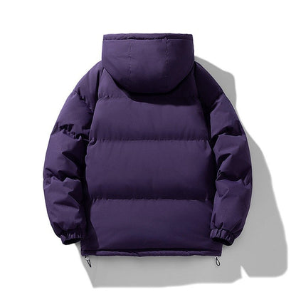 Wattierte Herren-Pufferjacke mit Kapuze, Reißverschluss und elastischen Bündchen für den Winter, Ansicht 15