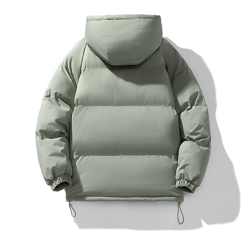 Wattierte Herren-Pufferjacke mit Kapuze, Reißverschluss und elastischen Bündchen für den Winter, Ansicht 16