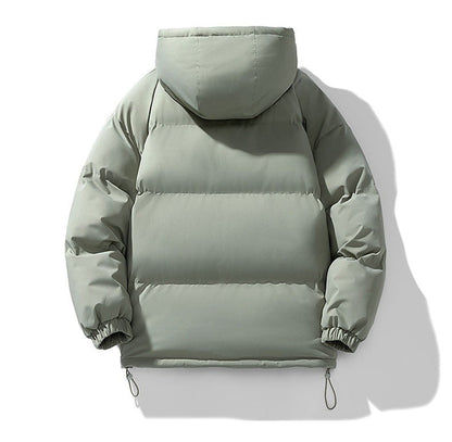 Wattierte Herren-Pufferjacke mit Kapuze, Reißverschluss und elastischen Bündchen für den Winter, Ansicht 16