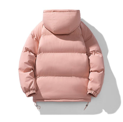 Wattierte Herren-Pufferjacke mit Kapuze, Reißverschluss und elastischen Bündchen für den Winter, Ansicht 17