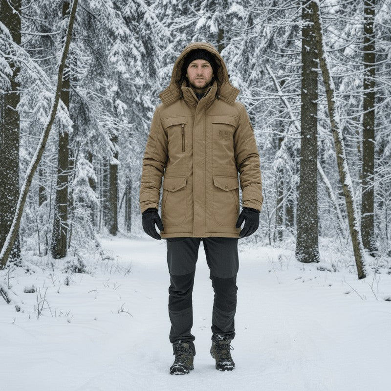 Wattierter Herren-Parka mit Fleecefutter, abnehmbarer Kapuze und winddichtem Obermaterial, Ansicht 5