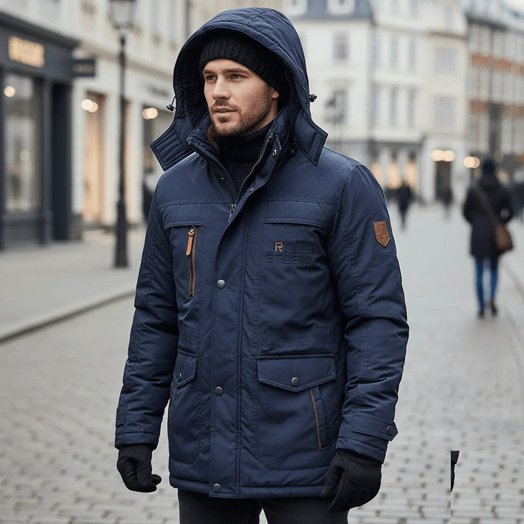 Wattierter Herren-Parka mit Fleecefutter, abnehmbarer Kapuze und winddichtem Obermaterial, Ansicht 9