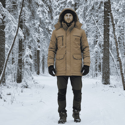 Wattierter Herren-Parka mit Fleecefutter, abnehmbarer Kapuze und winddichtem Obermaterial, Ansicht 12