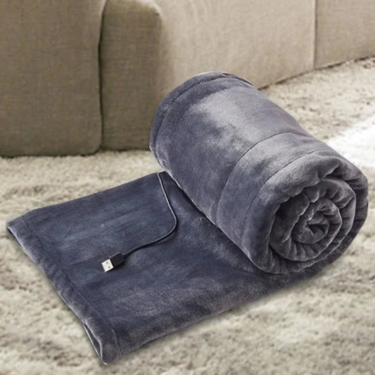 Weiche USB-Heizdecke mit 3 Heizstufen und 5-V-Anschluss für Sofa, Büro und unterwegs in Grau