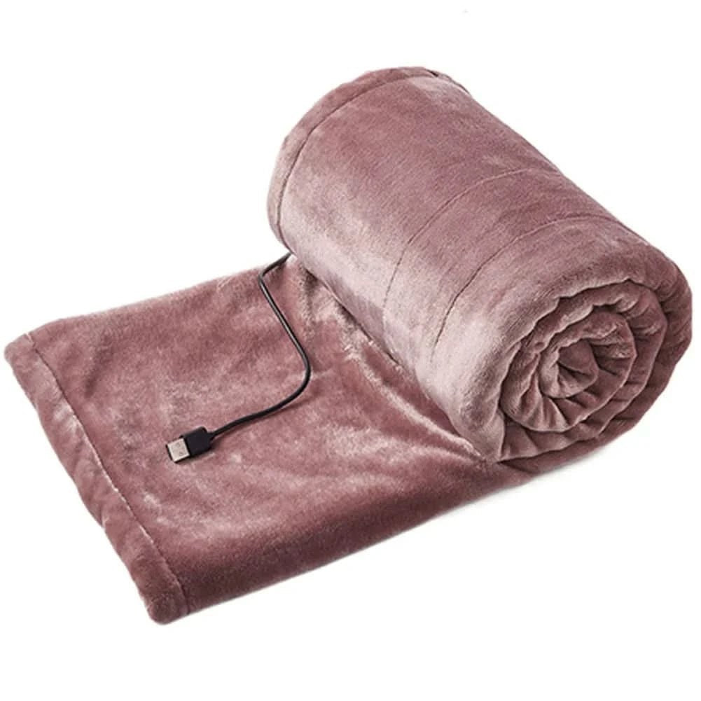 Weiche USB-Heizdecke mit 3 Heizstufen und 5-V-Anschluss für Sofa, Büro und unterwegs in Rosa