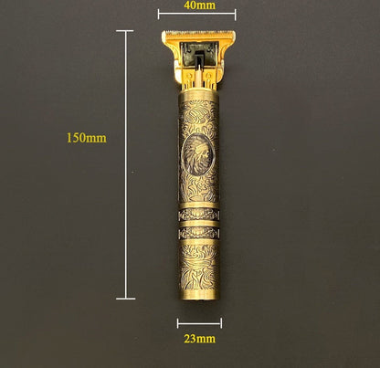 Wiederaufladbarer Haar- und Bartschneider im Vintage-Metallgehäuse mit T-Klinge und 4 Aufsätzen, Ansicht 13