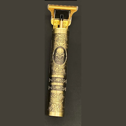 Wiederaufladbarer Haar- und Bartschneider im Vintage-Metallgehäuse mit T-Klinge und 4 Aufsätzen, Ansicht 5