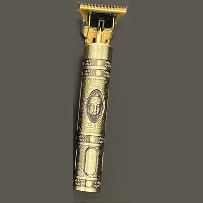 Wiederaufladbarer Haar- und Bartschneider im Vintage-Metallgehäuse mit T-Klinge und 4 Aufsätzen, Ansicht 9