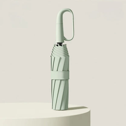Windfester Taschenschirm aus Polyester mit reflektierendem Rand und Karabinergriff, Ansicht 5