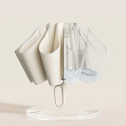 Windfester Taschenschirm aus Polyester mit reflektierendem Rand und Karabinergriff, Ansicht 7