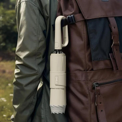Windfester Taschenschirm aus Polyester mit reflektierendem Rand und Karabinergriff, Ansicht 11